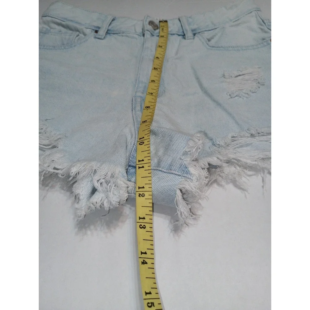 PacSun‎ High Rise Festival Denim Shorts Size 26 Light Wash Distressed Cutoff